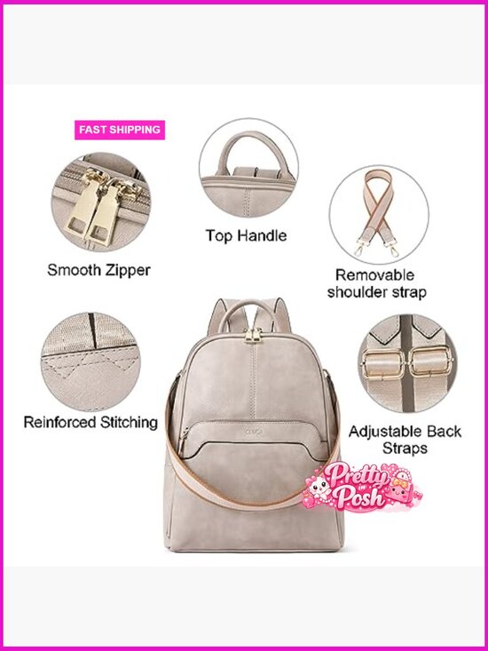 PU Leather Convertible Backpack Shoulder Bag Travel Purse main image 5